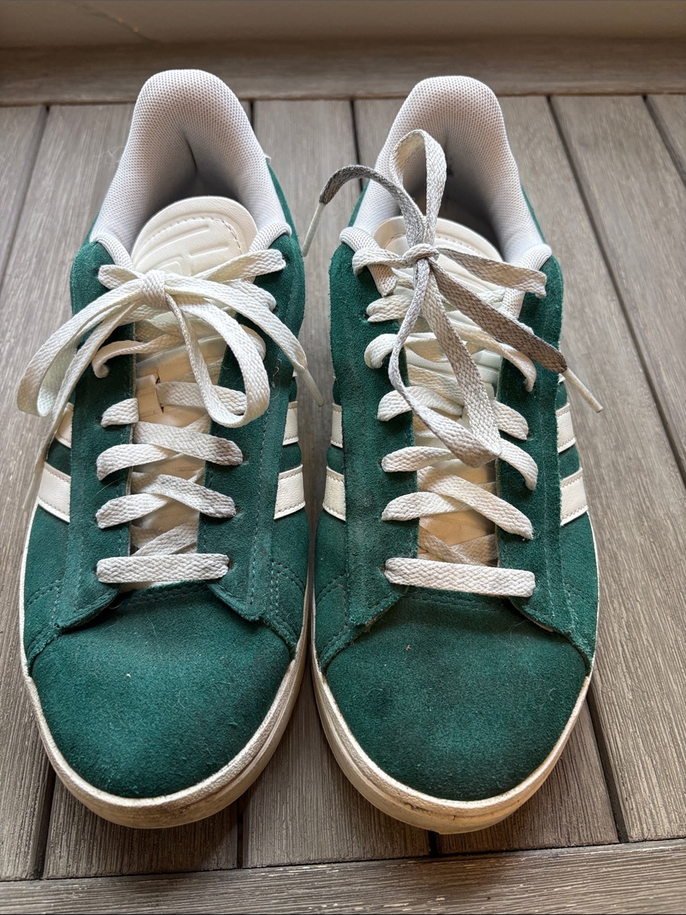 adidas Green Suede Low-Top Sneakers with White Stripes